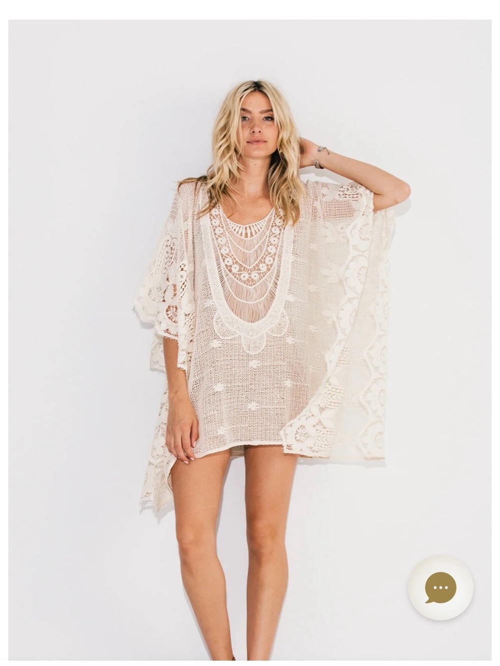 Jen's Pirate Booty Crochet Lace Swim Coverup in Cream